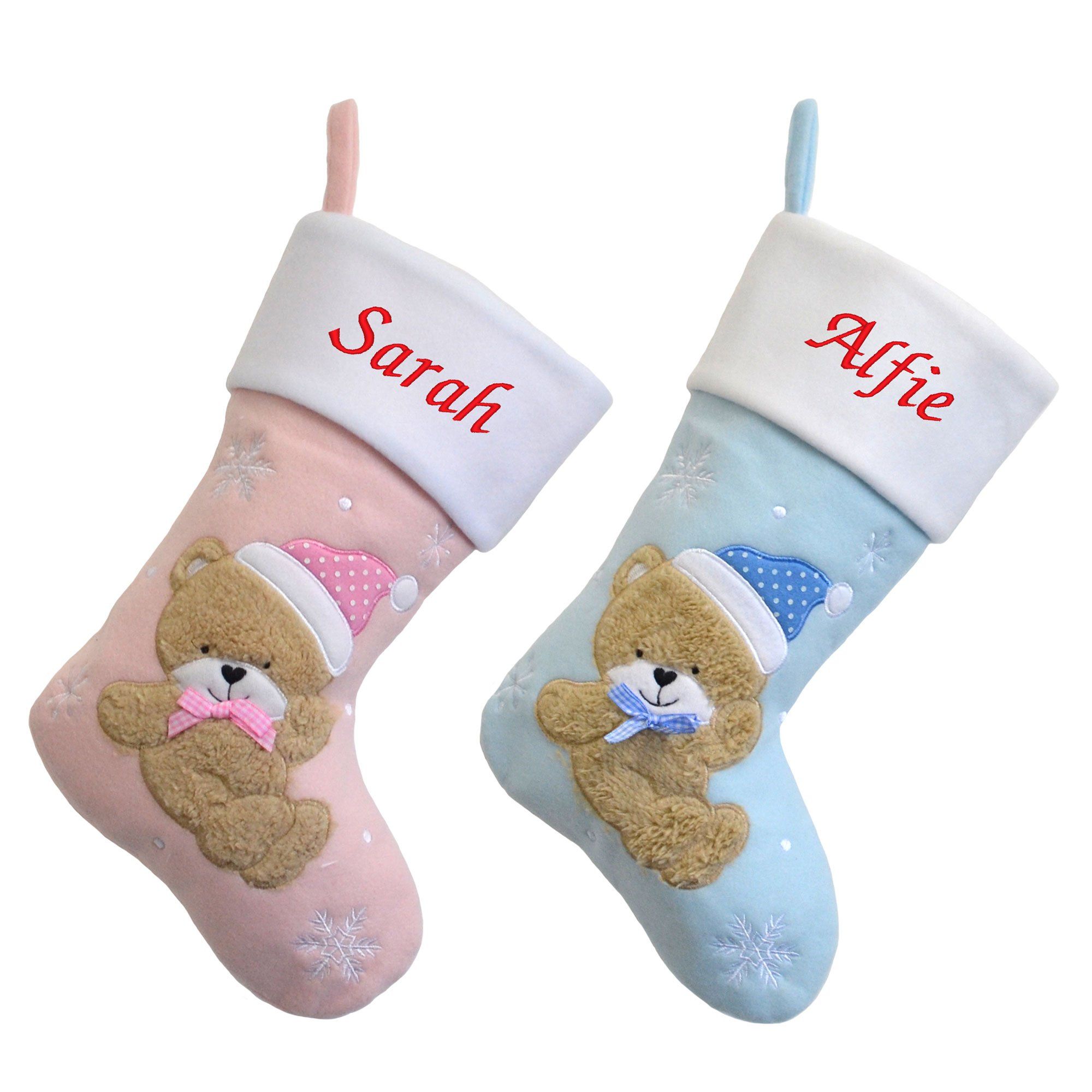 Luxury Deluxe Personalised Embroidered Christmas Babys Boys & Girls Xmas Stocking - Personalised Christmas