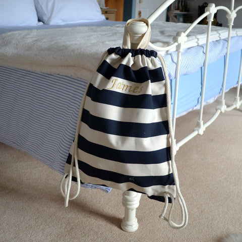 Personalised Embroidered Nautical Gymsac Bag - School, Gym or Holiday Bag