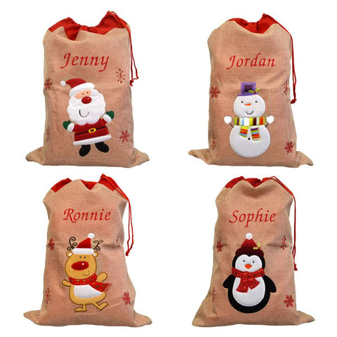 personalised hessian Santa sack