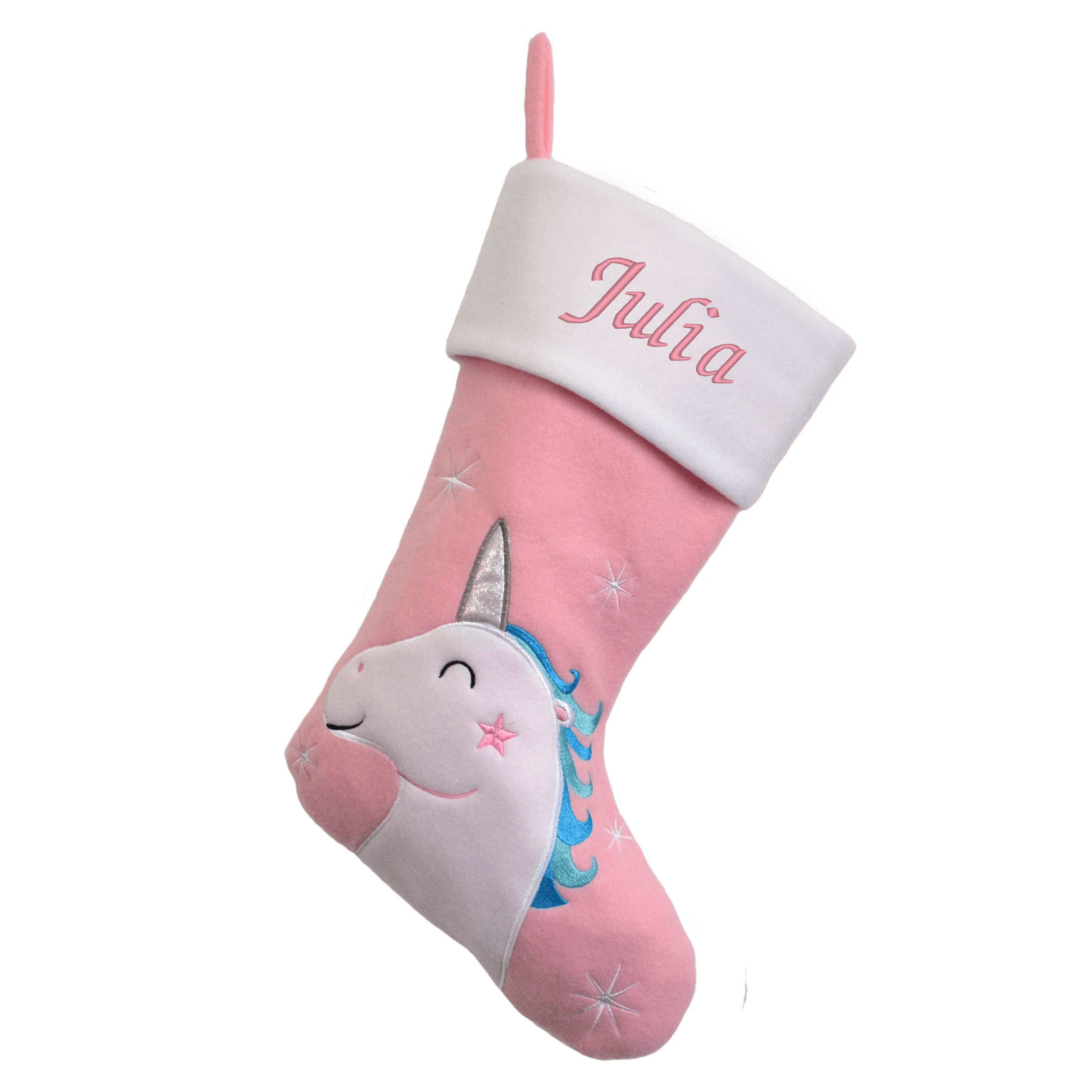 Personalised unicorn Christmas stocking