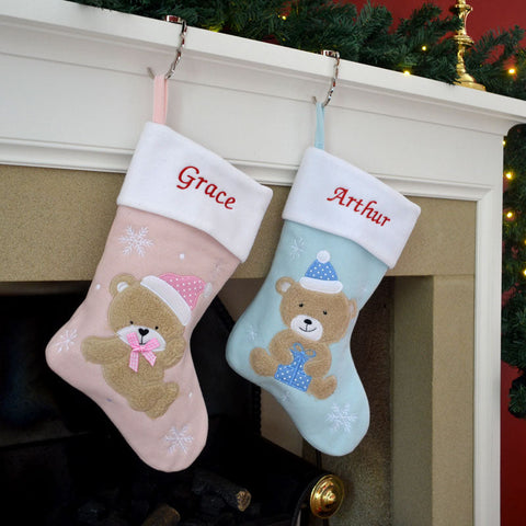 Luxury Deluxe Personalised Embroidered Christmas Babys Boys & Girls Xmas Stocking