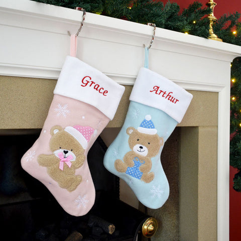 Luxury Deluxe Personalised Embroidered Christmas Babys Boys & Girls Xmas Stocking