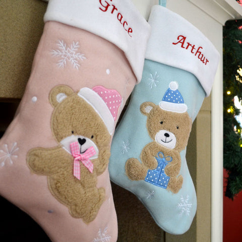 Luxury Deluxe Personalised Embroidered Christmas Babys Boys & Girls Xmas Stocking