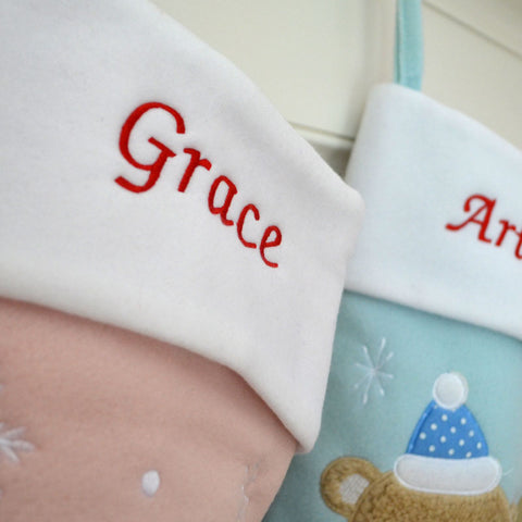 Luxury Deluxe Personalised Embroidered Christmas Babys Boys & Girls Xmas Stocking