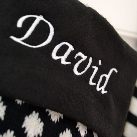 Luxury Deluxe Personalised Embroidered Black & White Christmas Stocking