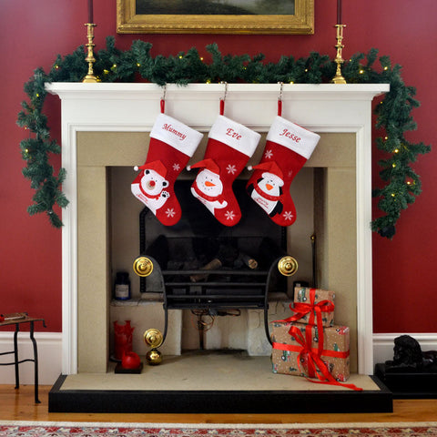 Personalised Embroidered 3D Character Luxury Christmas Stocking with Polar Bear, Penguin or Snowman
